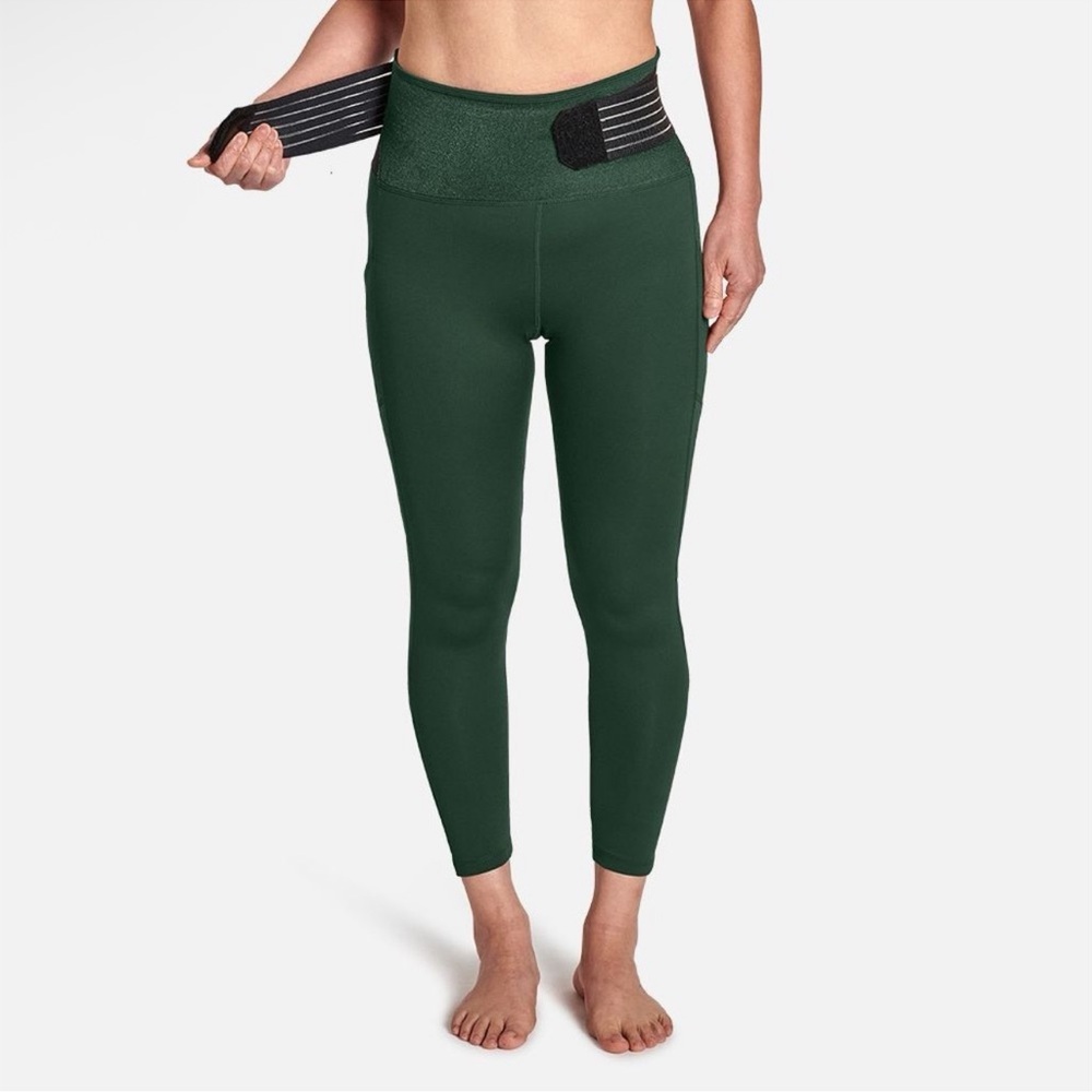 Tommie Copper Green Adjustable Waist Support Leggings Large NWT 2 Pockets